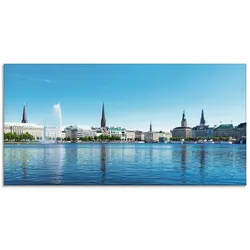 Glasbild ARTLAND "Hamburg Alsterpanorama", beige (farbe bild(er): naturfarben), B:100cm H:50cm, Bilder, in verschiedenen Größen