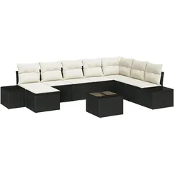 vidaXL 8-teiliges Garten-Sofa-Set mit braunen Kissen, aus Poly-Rattan.