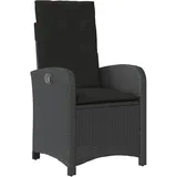 vidaXL Gartensessel Stahl Verstellbar mit Kissen Schwarz Poly Rattan