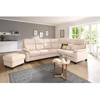 Home Affaire Ecksofa "Boccaccio L-Form", beige (creme), B:265cm H:104cm T:215cm, Struktur weich (90% Polyester / 10% Polyamid);Luxus-Microfaser (100% Polyester);Luxus-Microfaser Vintageoptik(100% Polyester), Sofas, Ecksofa, mit Federkern, incl.