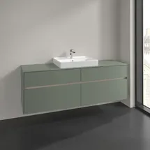 Villeroy & Boch Collaro Waschtischunterschrank C025B0AF 160x54,8x50cm, Waschtisch mittig, LED-Beleuchtung 12W, Soft green