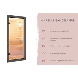 Karibu Saunahaus Laguna schwarz Inkl. Terrasse Ohne Ofen inkl. 8-teiligem gratis Zubehörpaket (Gesamtwert 191,92€)