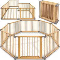 KIDUKU Kiduku® 7,2 Meter Laufgitter grau XXL klappbar inkl. Tür, bestehend aus 8 Elementen, individuell formbar Laufstall Absperrgitter