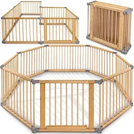 KIDUKU KIDUKU® 7,2 Meter Laufgitter grau XXL klappbar inkl. Tür, bestehend aus 8 Elementen, individuell formbar Laufstall Absperrgitter - Grau