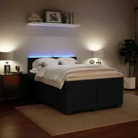 vidaXL Boxspringbett mit Matratze Schwarz 140x200 cm Samt