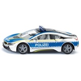 Siku BMW i8 Polizeiauto, Metall/Kunststoff, 1:50, Blau/Silber, Flügeltüren zum Öffnen, Wechselbare Räder, Gummierte Reifen