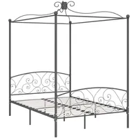 vidaXL Himmelbett 140 x 200 cm Grau