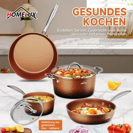 Homelux Topfset Pfannenset Kochtopfset Topfset 6tlg Induktion Induktionstöpfe, Aluminium Antihaft-beschichtete Töpfe Set mit Deckel,Töpfe & pfanne,kupfer