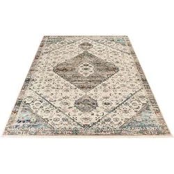 Teppich OBSESSION "My Inca 359", beige (creme), B:120cm H:6mm L:170cm, Polypropylen (PP), Teppiche, Fransenteppich, Kurzflor, Orient-Optik, Vintage Design, mit Fransen