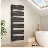 EMKE Paneelheizkörper Schwarz Flach Badheizkörper Design Handtuchtrockner, 159.9x60cm 958W Bad Warmwasser ohne Multiblock Seitenanschluss schwarz 60 cm x 159.9 cm