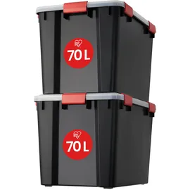 Iris Ohyama Luftdichte Kunststoff-aufbewahrungsboxen Mit Deckel, 70l, 2er-set, Schwarz, Hermetischer Wasserdichter Verschluss, Robuste Schnappverschlüsse, Stapelbar, Staubschutz, Bpa-frei, At-ld - Iris Ohyama