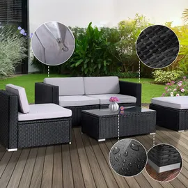 Svita CALIFORNIA XL Gartenlounge Polyrattan Sessel Kissenbox Schwarz