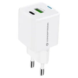 Conceptronic 2-Port 20W GaN USB-PD-Ladegerät, USB-C x 1, USB-A x 1, QC 3.0, PPS