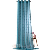Weckbrodt Vorhang »Julina«, (1 St.), Ösenschal, Gardine, transparent, Leinen, mit Pompoms, blau