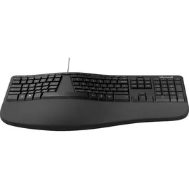 Microsoft Ergonomic, Volle Größe (100%), Kabelgebunden, USB, AZERTY, Schwarz - Schwarz