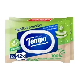 Tempo Feuchtes Toilettenpapier Sanft & Sensitiv Duo-Pack 2 x 42 Tücher