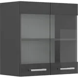 Vicco Vicco, Küchenglashängeschrank R-Line, Anthrazit Hochglanz/Anthrazit, 60 cm (60 x 60 x 31 cm)