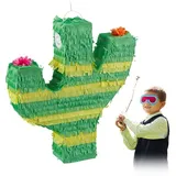 Relaxdays 4 x Pinata Kaktus Gelb,Grün,Pink