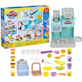PLAY-DOH Knetspaß Café Bastel-Set mit Spielzeug-Kaffeemaschine 20 Accessoires 8 Dosen mehrfarbige Knete