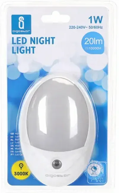 Aigostar LED-Nachtlicht mit Tag/Nacht-Sensor 1W 3000K 20lm 120° Abstrahlwinkel