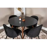BOURGH Esszimmertisch PLAZA Ø100x75cm - runder Esstisch in schwarz/wallnuss
