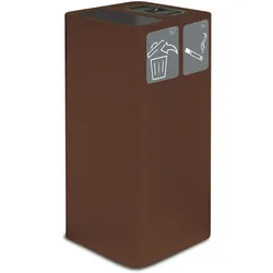 Stil Casa PURE Abfallbehälter mit Aschenbecher, lackierter Stahl, 38x38xh. 80 cm, zwei magnetische Piktogramme enthalten, 100 Liter, corten.