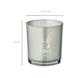 Edzard 2er Set Teelichtglas Hase, Höhe 8 cm, Durchmesser 7 cm, Deko für Ostern (2 Stück grau)