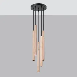 Sollux Lighting Pastelo 5-flg. 25 cm rund Holz beige