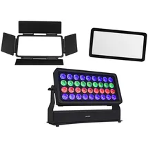 Eurolite Set Multiflood Pro IP RGBW Wash MK2 + Diffusorscheibe 40° + Flügelbegrenzer (LED), Scheinwerfer