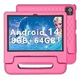 ITDULCET Kinder-Tablet, 10 Zoll Android 14 Tablet für Kinder, 8GB RAM 64GB ROM, Octa-Core, Schnelllade-Akku, mit stoßfester Hülle, Bluetooth, WLAN, Kindersicherung, Dual-Kamera, GPS