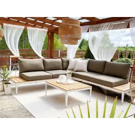 Beliani POSITANO Loungeset 5-Sitzer grau/weiß/braun