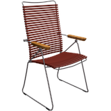 HOUE CLICK Dining Sessel mit verstellbarer Rückenlehne/Bambusarmlehne Stahlgestell Paprika