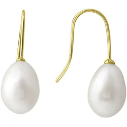 Paar Ohrhaken FIRETTI "Schmuck Geschenk, Ohrringe, Gold 375", gold (gelbgoldfarben, weiß), Ohrringe, Damen, Gelbgold 375-Perlen, Gelbgold 375, Perlen, mit Süßwasserzuchtperle