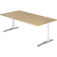 Hammerbacher Schreibtisch C-Fuß 200x100cm Eiche / Weiß-Alu poliert