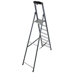 Stufenstehleiter Sepro S, eloxiert, extrem rutschfeste Plattform, 8 Stufen