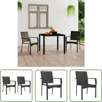 Gartenstühle mit Kissen 2 Stk. Poly Rattan Schwarz - Gartensessel - Gartenmöbeln - Outdoor Möbel - Polyrattan Sessel - Gartenstuhl Schwarz - The
