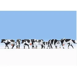NOCH 15725 H0 FIGUREN - H0 - Kühe, schwarz-weiß, 6 Kühe + 1 Kalb