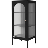 ML-Design Vitrinenschrank 42x102,5x40 cm Schwarz, Schmale Vitrine Stahl