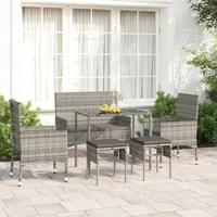 Ankonbej 6-tlg. Garten-Lounge-Set mit Kissen Grau Poly Rattan - Grau/Dunkelgrau