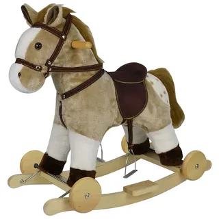Chipolino Schaukelpferd Sound, Räder, sattelförmiger Sitz, Holzgriffe Plüsch braun