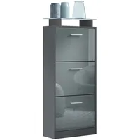 Vladon Schuhschrank, Grau, Holzwerkstoff, 46x128x23 cm, Garderobe, Schuhaufbewahrung, Schuhkipper