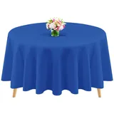 1 Packung königsblaue Polyester-Tischdecken, rund, 228,6 cm, runde Tischdecke, Flecken- und knitterfrei, waschbare Tischdecke für Hochzeiten, Partys, Bankette, Buffettische, Feiertage dekorieren