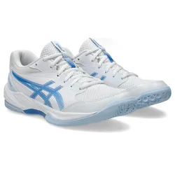 Hallenschuh ASICS "GEL-TASK 4", Gr. 40,5, weiß, blau coast, Synthetik, Textil, sportlich, Schuhe