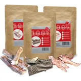 BARFAWAY Sparpaket Kauspaß Rind, gefriergetrocknete Kausnacks (Ochsenziemer, Rindersehne, grüner Pansen), geruchsneutral, 100% natürlich ohne Zusätze, Deutsche Herstellung, 3er Pack (770 g)