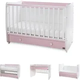 Lorelli Babybett Dream 70 x 140 cm umbaubar Kinderbett Schaukelbett Schreibtisch pink