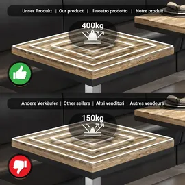 GGM Möbel MM | Bistro Massiv Tisch | Quadratisch | 60 x 60 x 77 cm | Eiche / Edelstahl