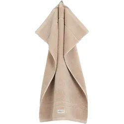 GANT Gästetuch - Premium Handtuch, Frottee, Bio-Baumwolle, Logo, uni Sand 30x50cm