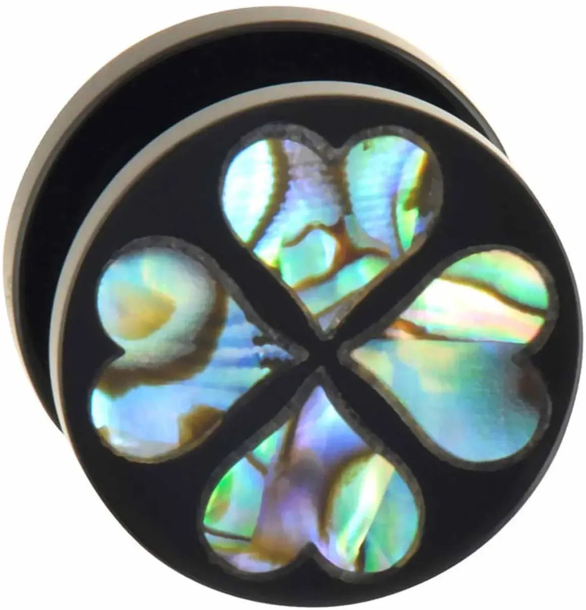Acryl Plug mit Abalone-Muschel VIER HERZEN