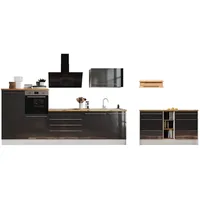 Respekta Küchenzeile Gabriel 320 cm Grau Hochglanz