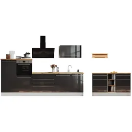 Respekta Küchenzeile Gabriel 320 cm Grau Hochglanz